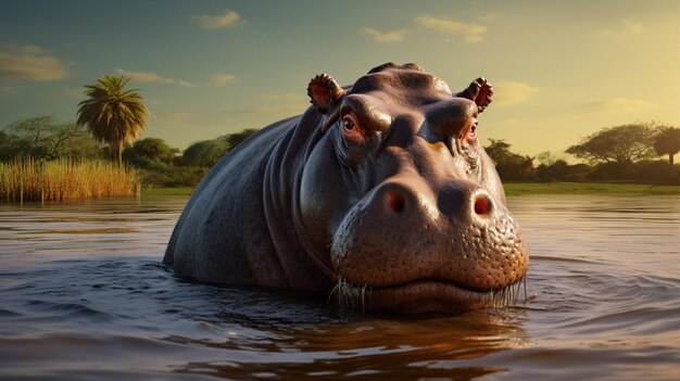 Foto hippopotamus achtergrond van hoge kwaliteit