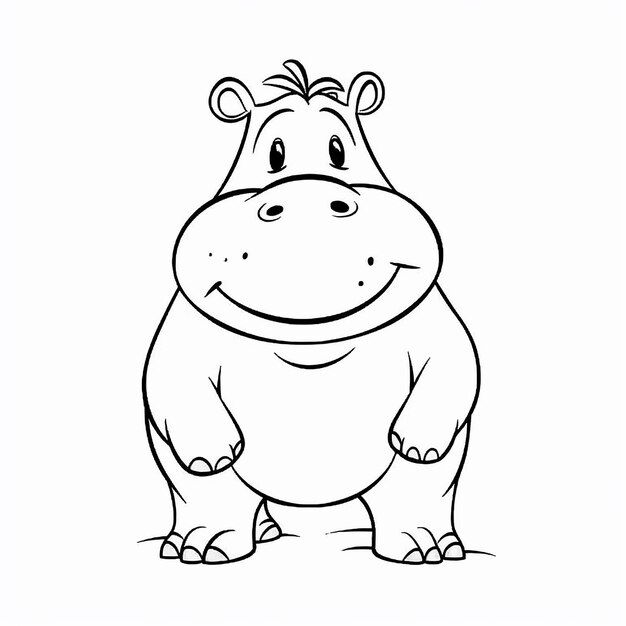 Photo hippopotamus coloring page