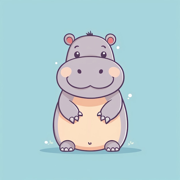 Photo hippopotamus cute hippo cartoon illustration