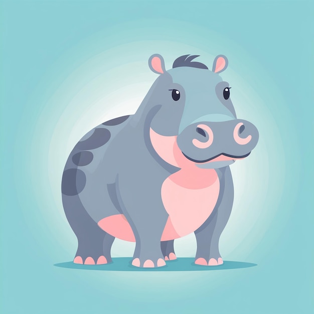 Hippopotamus cute hippo cartoon illustration