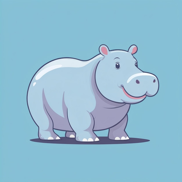 Hippopotamus cute hippo cartoon illustration