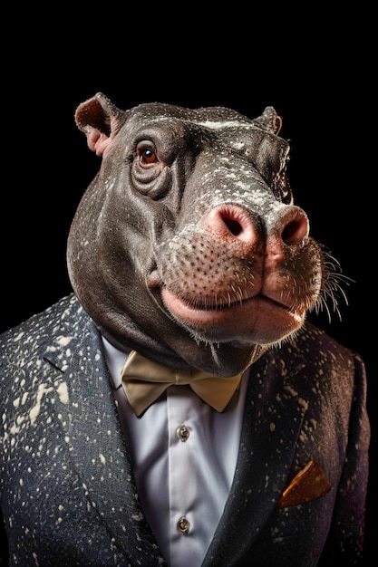 A hippopotamus dressed in a mans business suit Generative AI