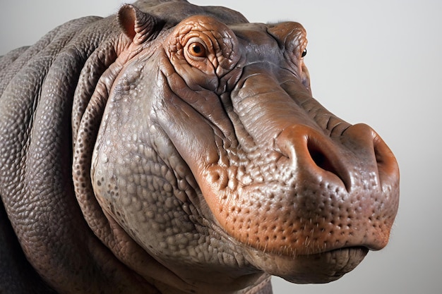 Hippopotamus face closeup Portrait of a hippo