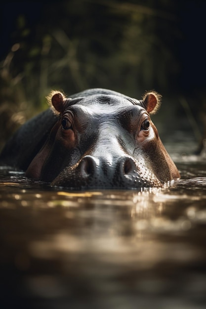 Hippopotamus in natural habitat