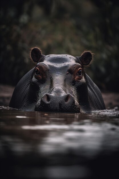 Hippopotamus in natural habitat