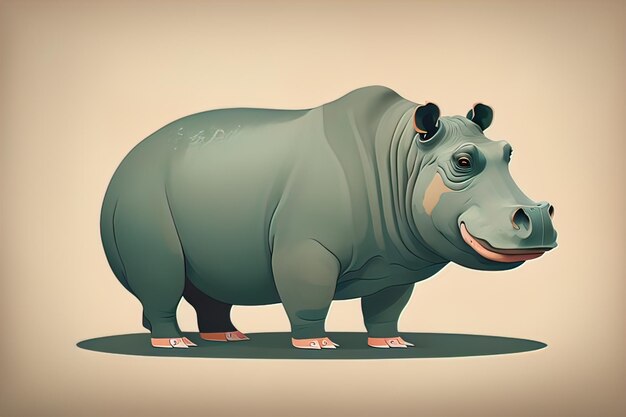Hippopotamus staat op zijn achterpoten Vector illustratie ai generatieve