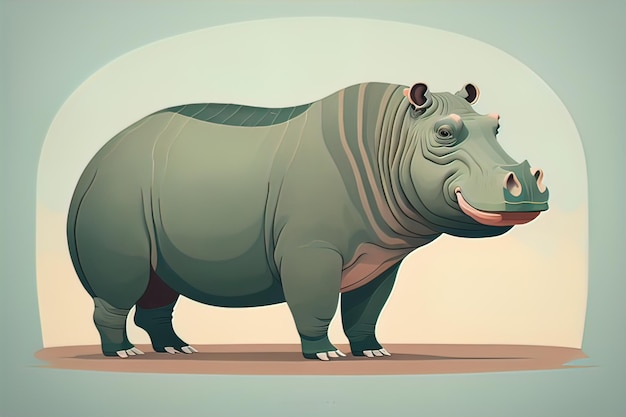 Photo hippopotamus standing on its hind legs vector illustration ai generative