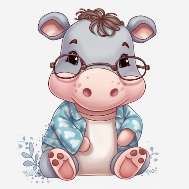 hippopotamus Sublimation Clipart Graphic