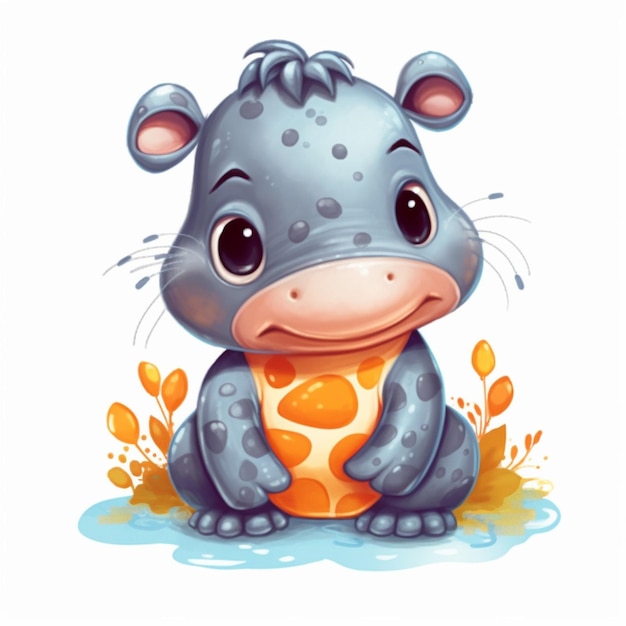 hippopotamus Sublimation Clipart Graphic