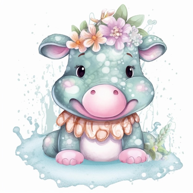 hippopotamus Sublimation Clipart Graphic