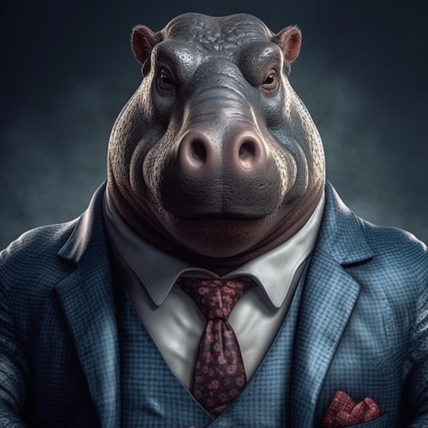 Hippopotamus in a suit Generative AI