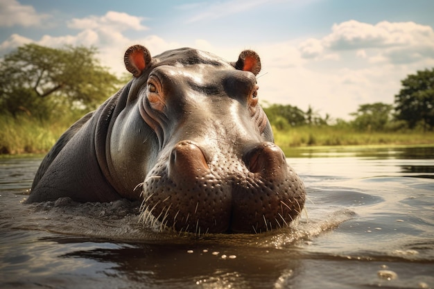 Hippopotamus in the wild