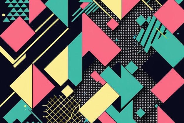 Hipster background with geometric patterns in the style of the 90s and 80s