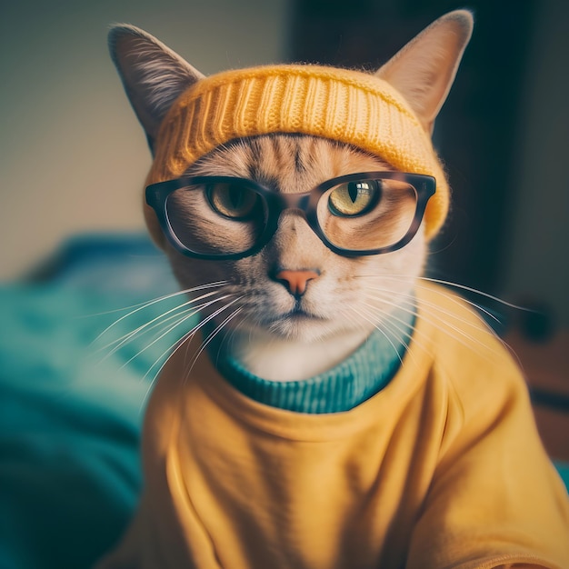 Hipster cat take selfie photo funny antrophomorfic animals