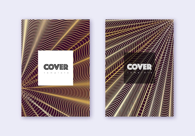 Hipster cover design template set Gold abstract l