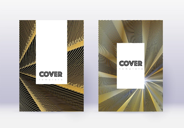 Photo hipster cover design template set gold abstract l