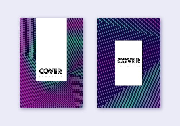 Photo hipster cover design template set neon abstract l