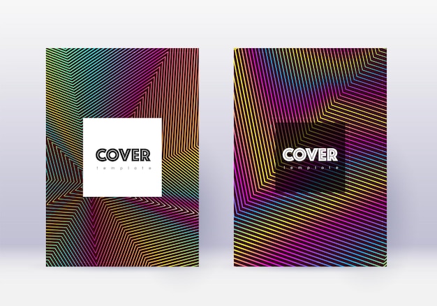 Hipster cover design template set Rainbow abstrac