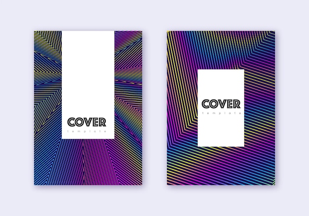 Hipster cover design template set Rainbow abstrac