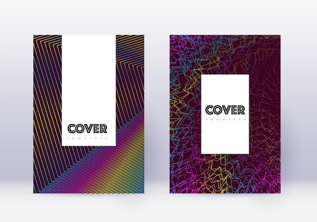 Hipster cover design template set Rainbow abstrac