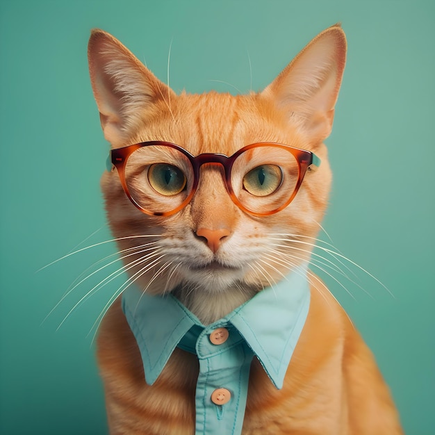 Hipster Cute Cat Funny Art Illustration Anthropomorphic Cats