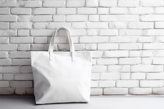 Hipster eco bag on wall Generate Ai