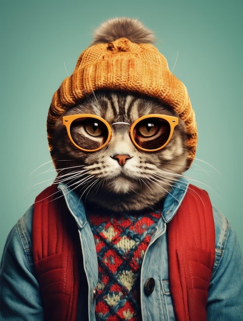 Hipster fashion cat from the 60s