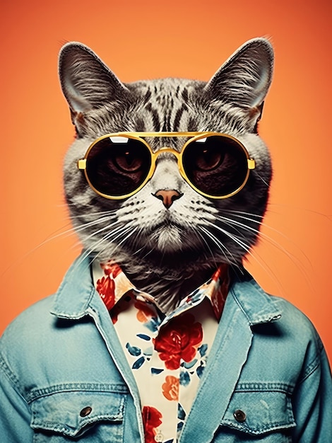 Hipster fashion cat from the 60s