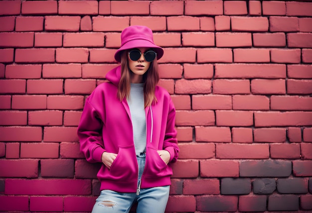 Hipster fashion young woman in trendy