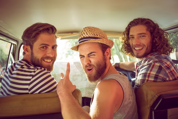 Hipster friends on road trip