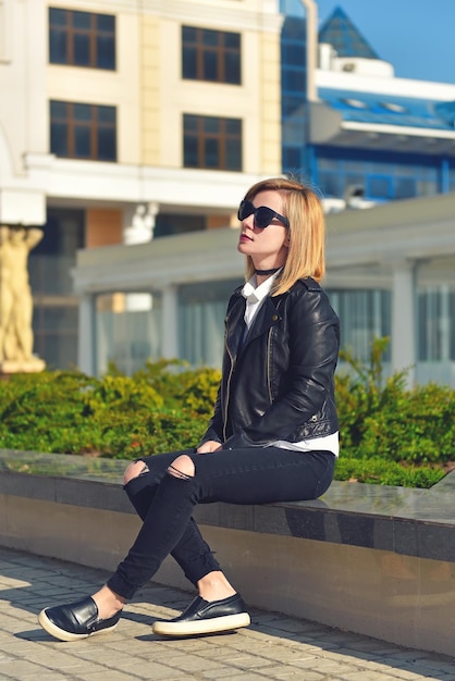 Hipster girl in jacket