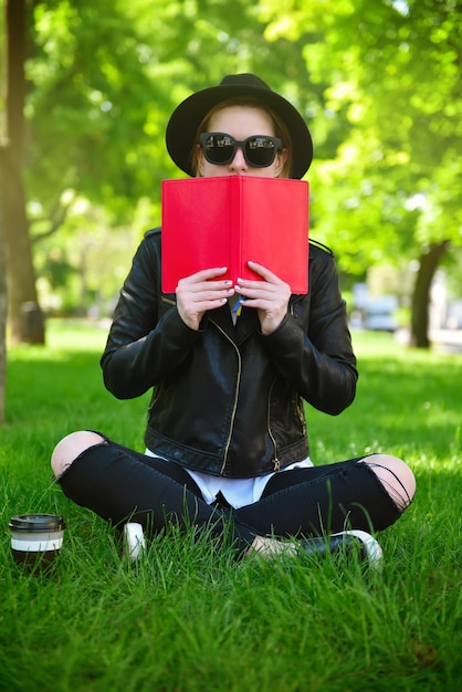 Hipster girl with book