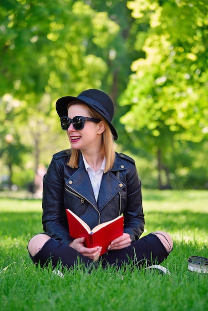 Hipster girl with book