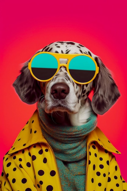 Hipster Hound antropomorfe hond portret in Poster Art Generative AI