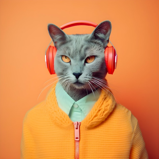 Hipster Leuke Kat Grappige Kunst Illustratie Antropomorfe Katten