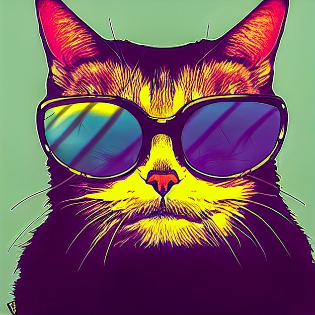 Hipster Leuke Popart Kat IllustrationxA