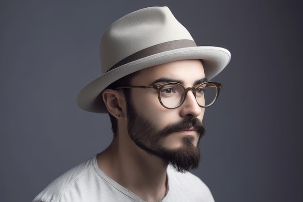 Hipster man hoed bril Genereer Ai