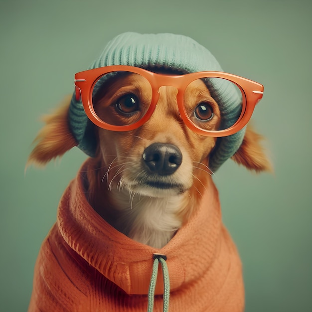 Hipster schattige hond met glazen grappige kunst illustratie antropomorfe honden