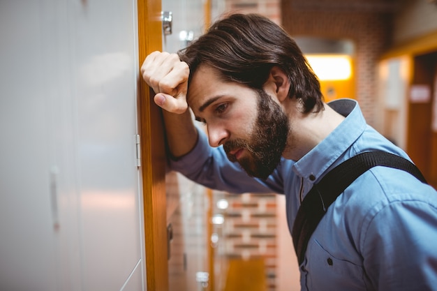 Hipster student feeling the pressure