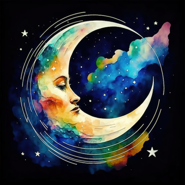 Foto affitta poster ramadan mezzaluna forma luna 8k colore dell'acqua stelle cielo