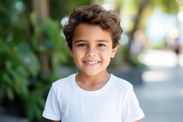 a hispanic boy kid smile at camera