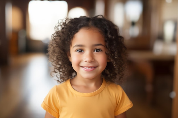 a hispanic girl kid smile at camera