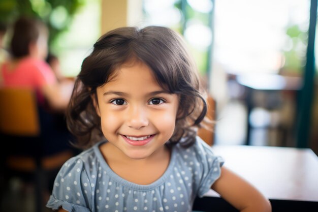 A hispanic girl kid smile at camera