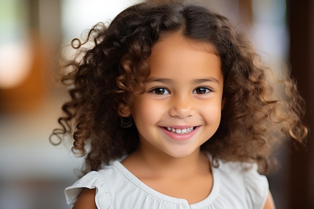 a hispanic girl kid smile at camera