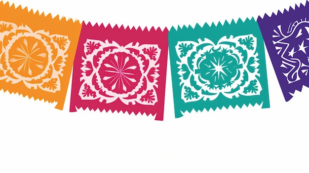 Foto sfondo del mese del patrimonio ispanico con bandiere di carta messicane illustrazione dell'ia generativa