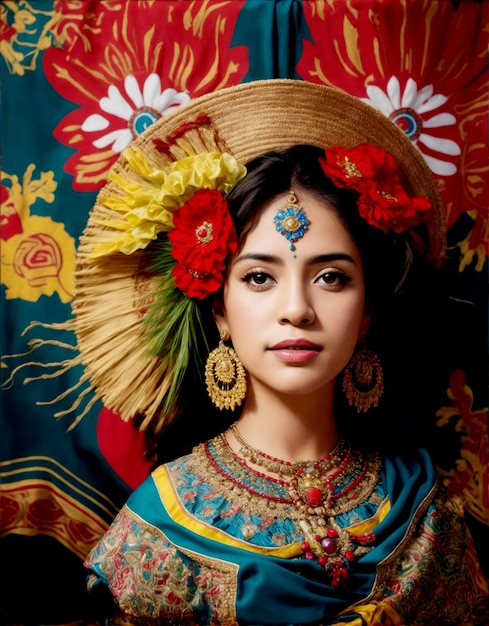 Premium AI Image | Hispanic Heritage Month wearing traditional dress ...