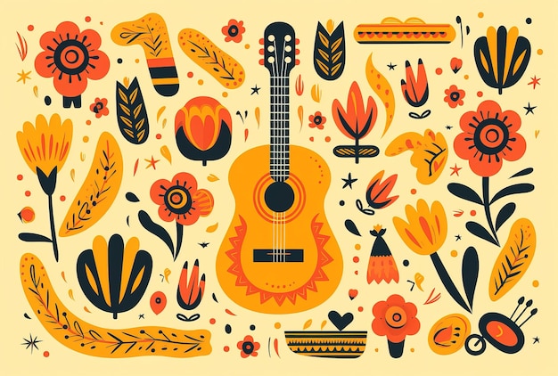 Photo hispanic heritage pattern background