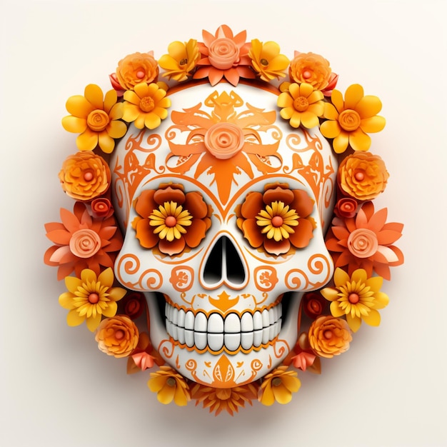 Hispanic heritage sugar skull marigold Festive dia de