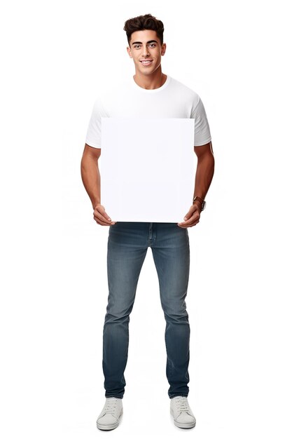 Photo hispanic male model with blank sign ai generated