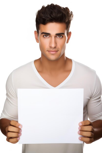 Hispanic Male Model with Blank Sign AI Generated